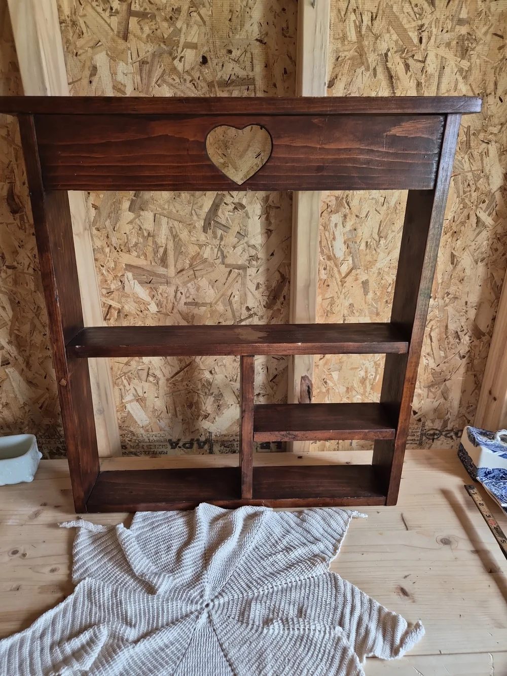 Vintage 1994 Wooden Heart Trinket Shelf  23x25x3.5